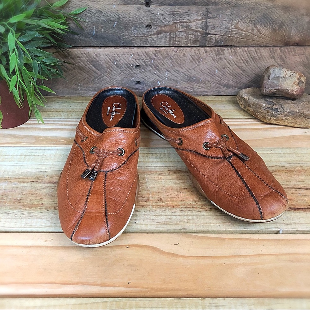 Cole Haan Nike air tan leather slides